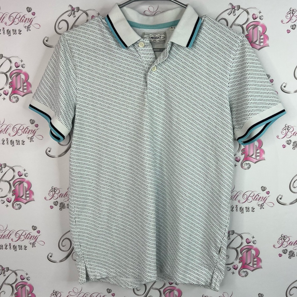 Produkt polo collared dotted Patterned Polo Shirt with Black and Blue Accents